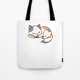 Sleeping Calico Cat for Cat Lover Tote Bag