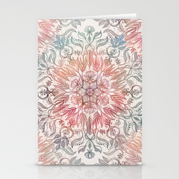 Autumn Spice Mandala in Coral, Cream and Rose Stationery Cards