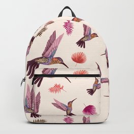 Hummingbird & Tropical Leaves - Soft Pastel Pattern Backpack
