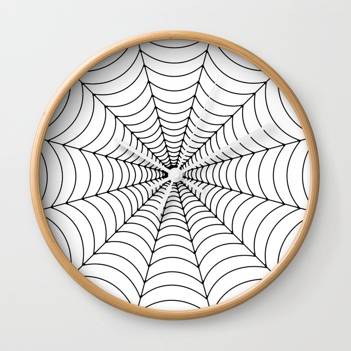 Spiderweb - Black On White Background Wall Clock