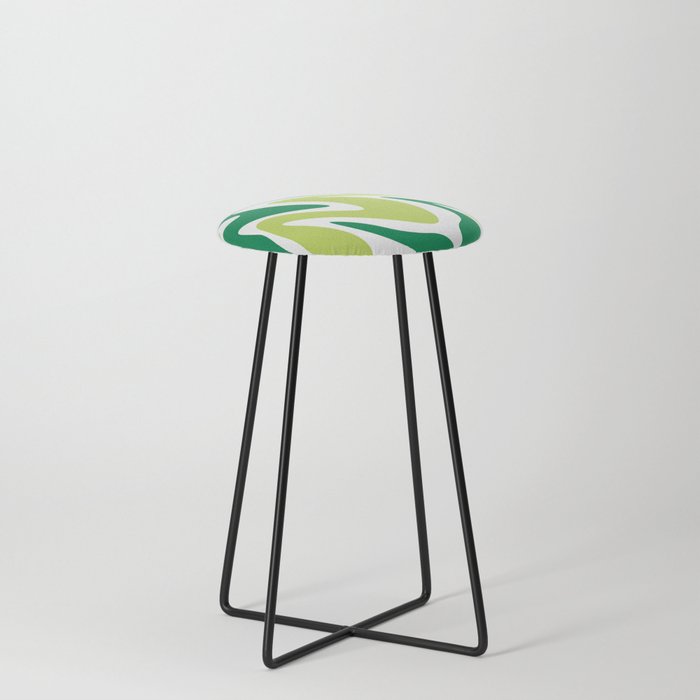 Liquid Abstract Waves \\ Green Colors Counter Stool