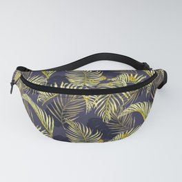 Tropoical palm tree forest at night pattern design Fanny Pack