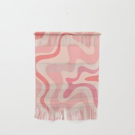 Retro Liquid Swirl Abstract in Soft Pink Wall Hanging