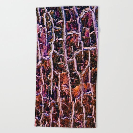 Bright Ruby tree Bark Beach Towel