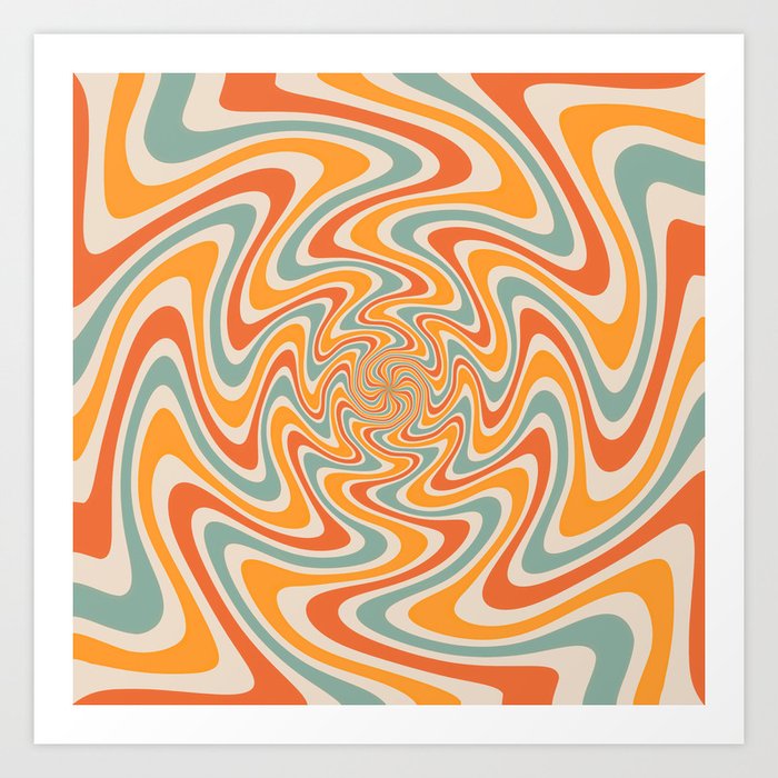 Retro Swirl 70s Art Print
