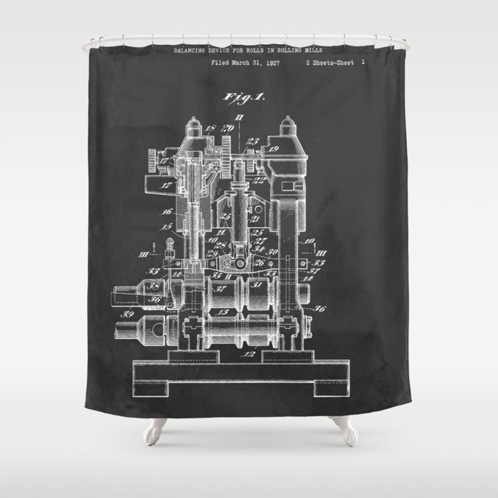 Bethlehem Steel Rolling Mill I Beams Antique Patent Shower Curtain