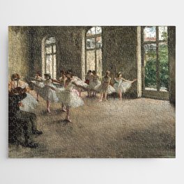 Edgar Degas French Impressionism Oil Painting Ballerinas Rehearsing Dancing Jigsaw Puzzle