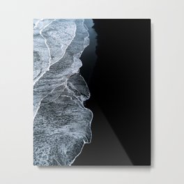 Waves on a black sand beach in iceland - minimalist Landscape Photography Metal Print