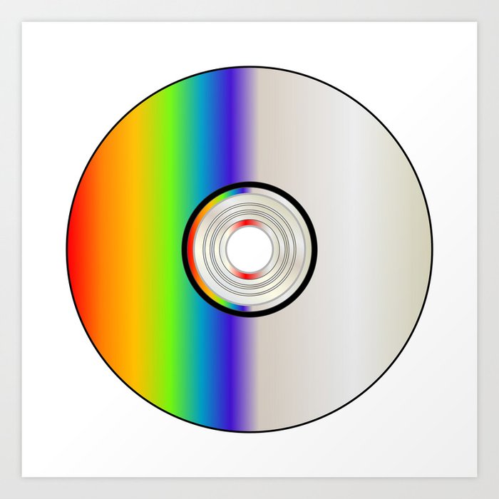 Blank CD Disc With Rainbow Art Print