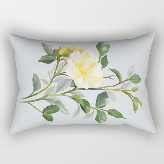 Yellow Watercolor Rose Rectangular Pillow