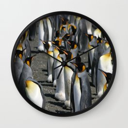 King Penguin Group Standing in a Row Wall Clock