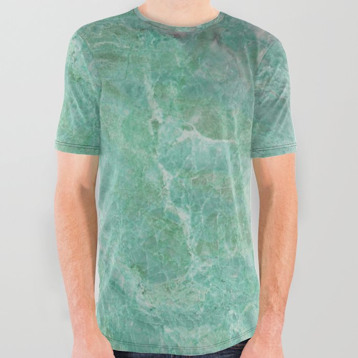 Mossy Woods Green Marble All Over Graphic Tee