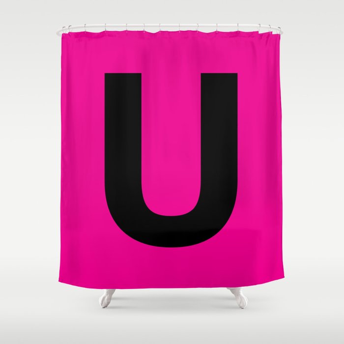 Letter U (Black & Magenta) Shower Curtain