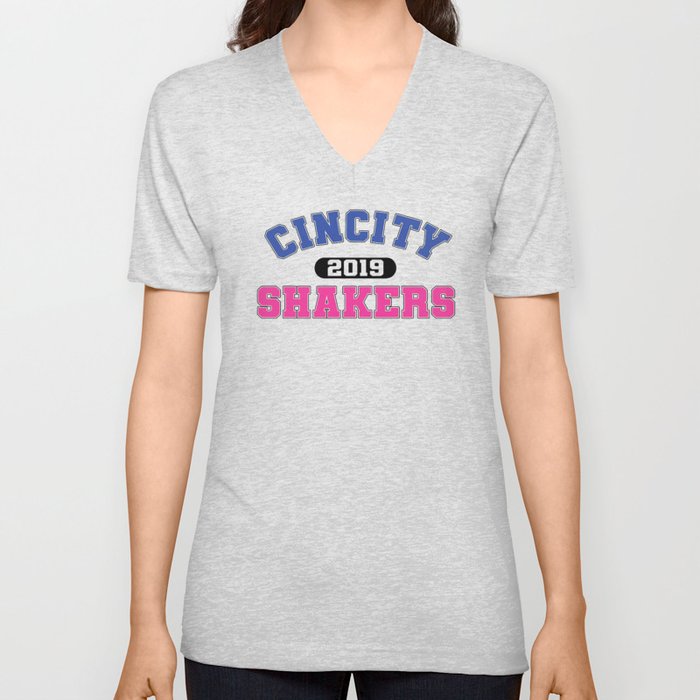 Cincity Shakers Collegiate Style V Neck T Shirt