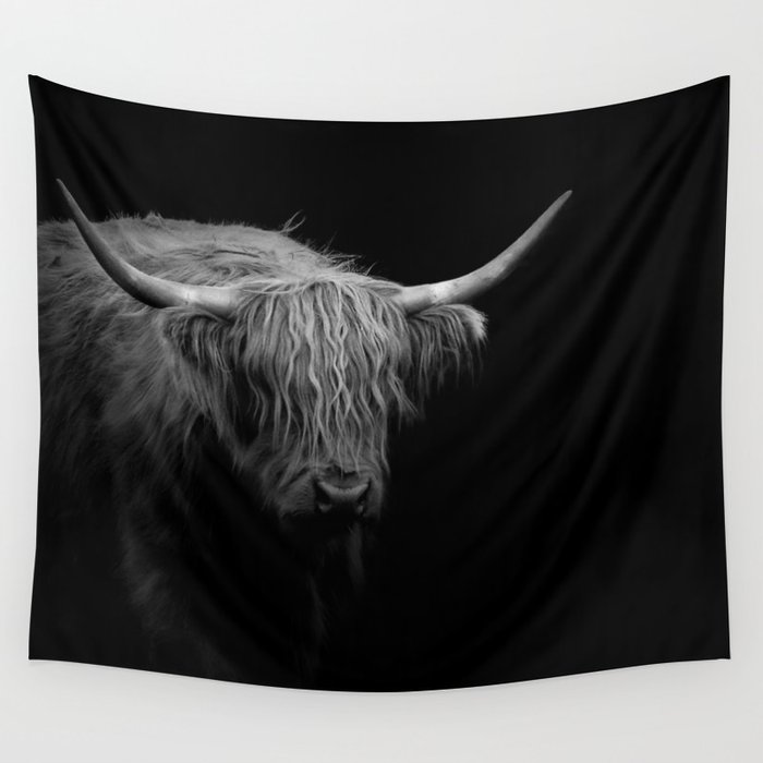 BW Hairy Coo Wall Tapestry