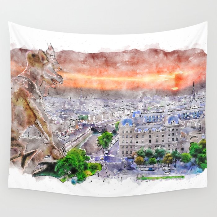 Paris Panorama Wall Tapestry