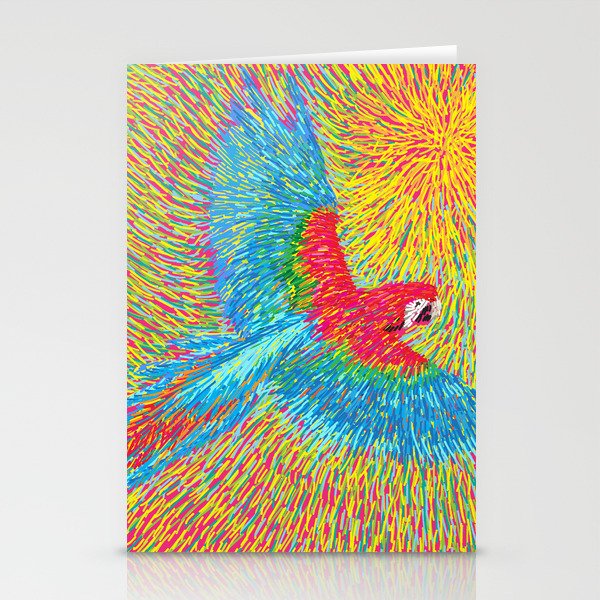 Post Impressionism Style Brazilian Blue Red Macaw Parrot Vector