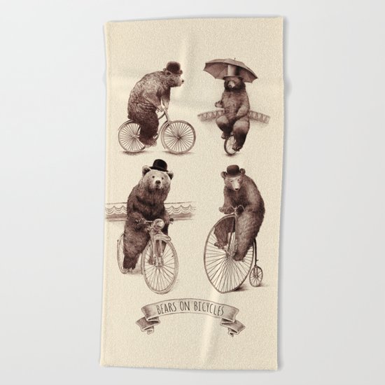 Bears on Bicycles Beach Towel