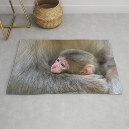 Infant Macaque at Snow Monkey Park, Japan Rug