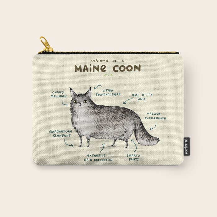 Anatomy of a Maine Coon CarryAll Pouch by Sophie Corrigan Society6
