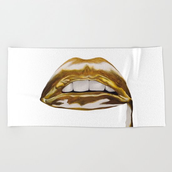Golden Lips Beach Towel
