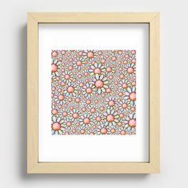 Doodle Daisy Flower Pattern 01 Recessed Framed Print