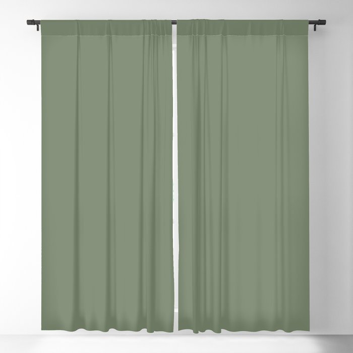 Solid Dark Camouflage Green Color Blackout Curtain