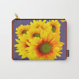 Pink Sunflowers Still life Vinette Carry-All Pouch | Pink, Yellowdecor, Puce, Pinkart, Gardens, Sunflowers, Realism, Painting, Watercolor, Yellow 