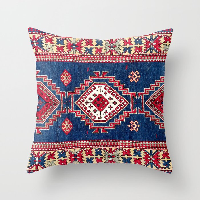 Kazak Southwest Caucasus Rug Print Throw Pillow