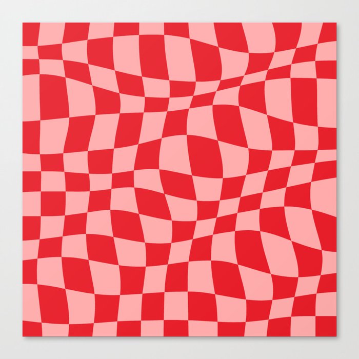 Warped Checkered Pattern (red/pink) Canvas Print