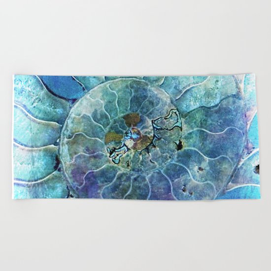 Aqua seashell -mother-of-pearl - Beautiful backdrop on #Society6 Beach Towel