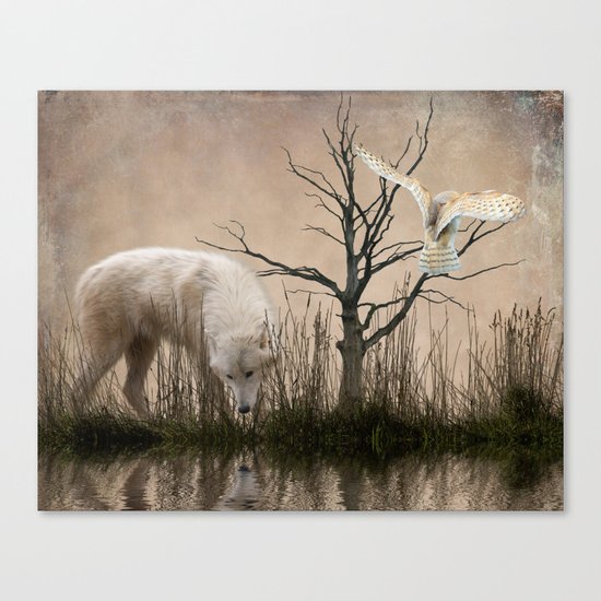 Woodland wolf reflected Canvas Print