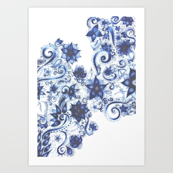 Ballpoint Florals Art Print