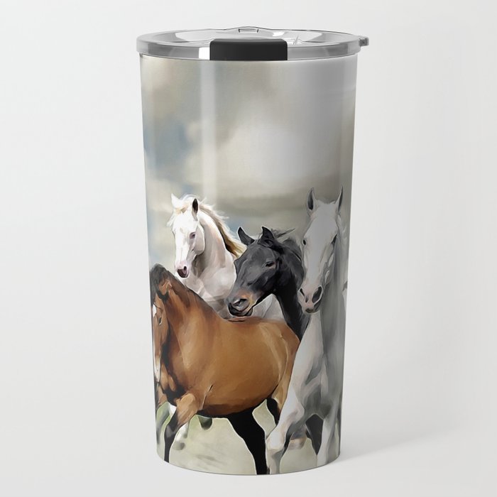 8 Horses Running Travel Mug