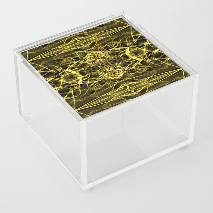 Liquid Light Series 43 ~ Yellow Abstract Fractal Pattern Acrylic Box