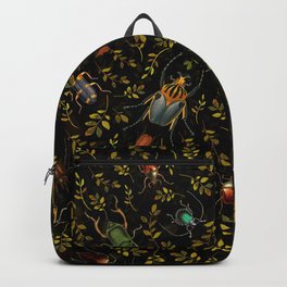 Vintage Mystic Night Beetle And Bugs Dance  Backpack | Spooky, Antique, Insects, Black, Retro, Beetles, Painting, Autumn, Halloween, Animal 