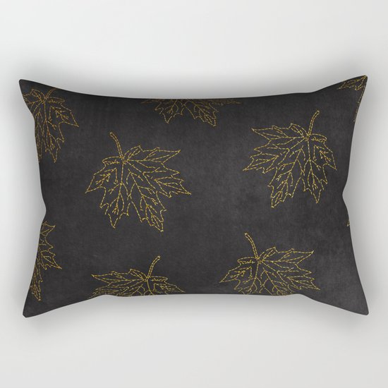 Autumn-world 3 - gold leaves on black chalkboard Rectangular Pillow