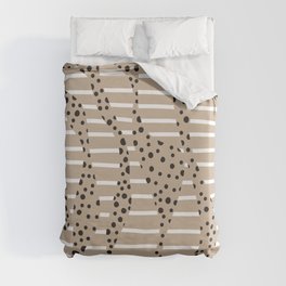 Spots and Stripes 2 - Taupe, Black and White Duvet Cover