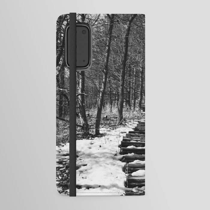 Forest Stairs Black and White Photography Android Wallet Case