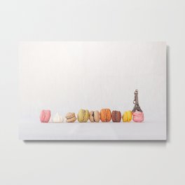 Paris, macarons and the eiffel tower Metal Print | Macarons, Sweets, Minimacarons, Food, Meringue, Eiffel, Parisian, Romantic, Photo, Paris 