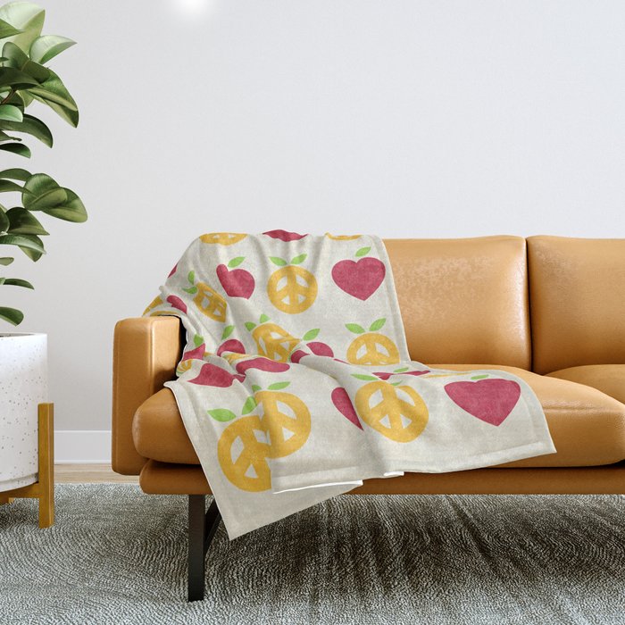 Apple and Orange - Love and Peace Throw Blanket