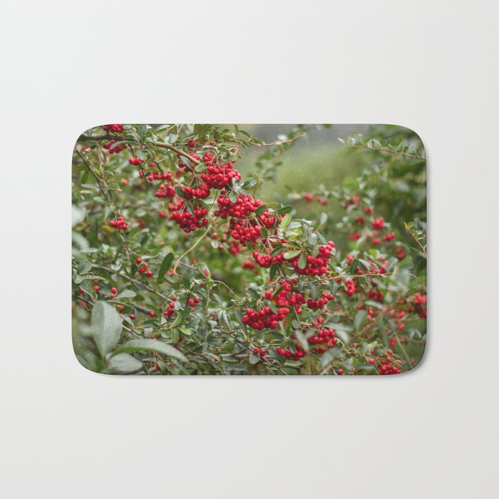 Wild Red Berries in the Park Bath Mat