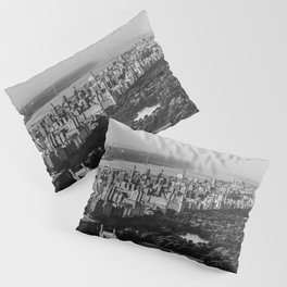 New York City Manhattan aerial view with Central Park and Upper West Side black and white Pillow Sham