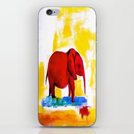 Unique Red Elephant Still Life Painting on Canvas iPhone Skin