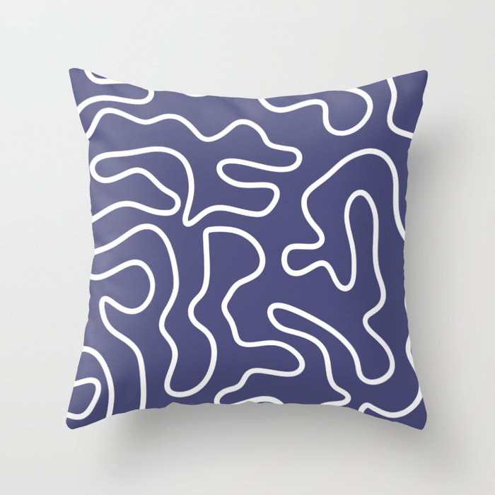 Squiggle Maze Minimalist Abstract Pattern in Deep Periwinkle Purple Throw Pillow