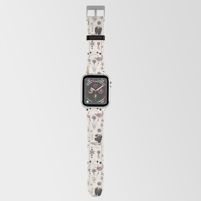 Boho Tribal Cowgirl Ephemera - cream Apple Watch Band