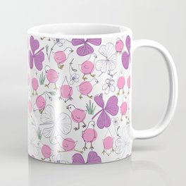 Pink Chicks on a Gray Background Coffee Mug