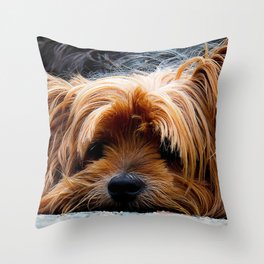Cute Dog Puppy Yorkie Throw Pillow