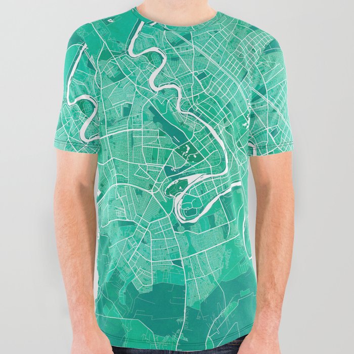 Baghdad City Map of Iraq Watercolor n All Over Graphic Tee