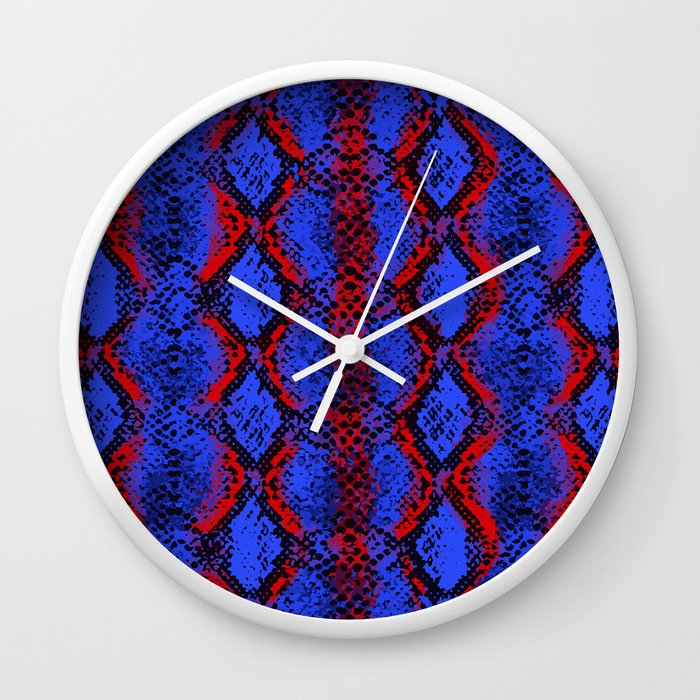 Snake Skin Seamless Pattern Vector Red Blue Snake Snakeskin Print Background Pattern Wall Clock By Krisfrost01 Society6